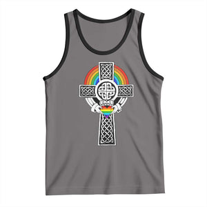 Rainbow Celtic Claddagh Cross Tank Top TS09 Deep Heather Black Print Your Wear