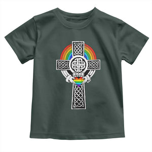 Rainbow Celtic Claddagh Cross Toddler T Shirt TS09 Dark Forest Green Print Your Wear