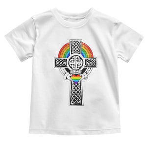 Rainbow Celtic Claddagh Cross Toddler T Shirt TS09 White Print Your Wear