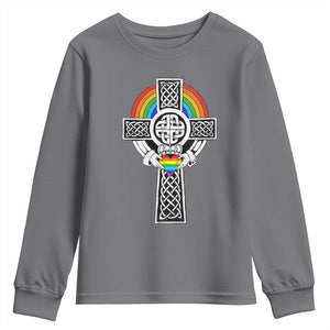 Rainbow Celtic Claddagh Cross Youth Sweatshirt TS09 Charcoal Print Your Wear