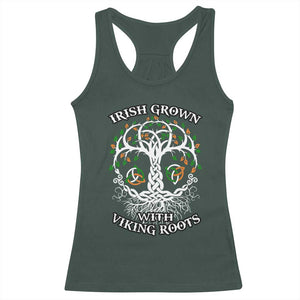 Irish Grown With Viking Roots Racerback Tank Top TS09 Dark Forest Green Print Your Wear