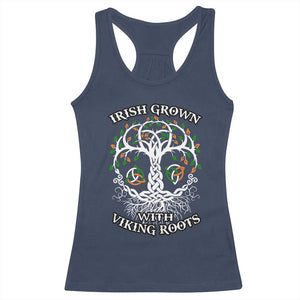Irish Grown With Viking Roots Racerback Tank Top TS09 Navy Print Your Wear
