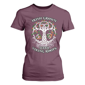 Irish Grown With Viking Roots T Shirt For Women TS09 Maroon Print Your Wear