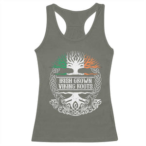 Irish Viking Racerback Tank Top Irish Grown With Viking Roots TS09 Military Green Print Your Wear
