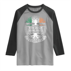 Irish Viking Raglan Shirt Irish Grown With Viking Roots TS09 Sport Gray Black Print Your Wear