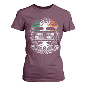 Irish Viking T Shirt For Women Irish Grown With Viking Roots TS09 Maroon Print Your Wear