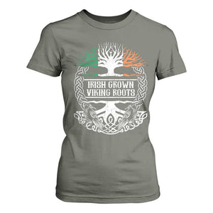 Irish Viking T Shirt For Women Irish Grown With Viking Roots TS09 Military Green Print Your Wear