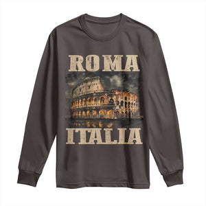 Roma Italia Colosseum Long Sleeve Shirt Vintage Italy Rome TS09 Dark Chocolate Print Your Wear