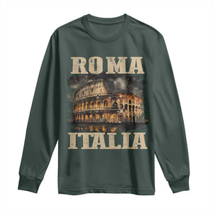 Roma Italia Colosseum Long Sleeve Shirt Vintage Italy Rome TS09 Dark Forest Green Print Your Wear