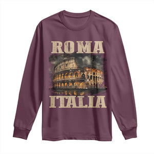 Roma Italia Colosseum Long Sleeve Shirt Vintage Italy Rome TS09 Maroon Print Your Wear