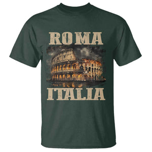 Roma Italia Colosseum T Shirt Vintage Italy Rome TS09 Dark Forest Green Print Your Wear