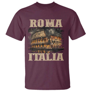 Roma Italia Colosseum T Shirt Vintage Italy Rome TS09 Maroon Print Your Wear