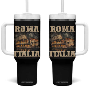 Roma Italia Colosseum Tumbler With Handle Vintage Italy Rome TS09 One Size: 40 oz Black Print Your Wear