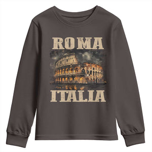 Roma Italia Colosseum Youth Sweatshirt Vintage Italy Rome TS09 Dark Chocolate Print Your Wear
