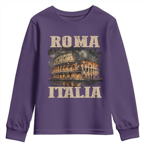 Roma Italia Colosseum Youth Sweatshirt Vintage Italy Rome TS09 Purple Print Your Wear