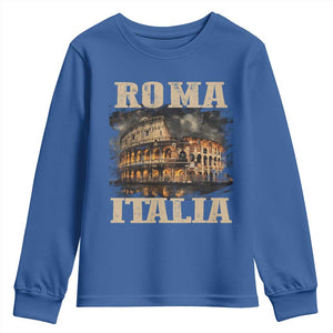 Roma Italia Colosseum Youth Sweatshirt Vintage Italy Rome TS09 Royal Blue Print Your Wear