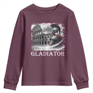 Gladiator Roman Warrior Colosseum Youth Sweatshirt TS09 Maroon Print Your Wear