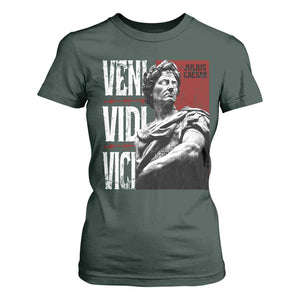 Julius Caesar T Shirt For Women Veni Vidi Vici Latin Roman History TS09 Dark Forest Green Print Your Wear