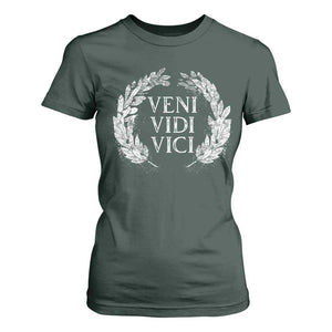 Julius Caesar Veni Vidi Vici T Shirt For Women Latin Roman History TS09 Dark Forest Green Print Your Wear