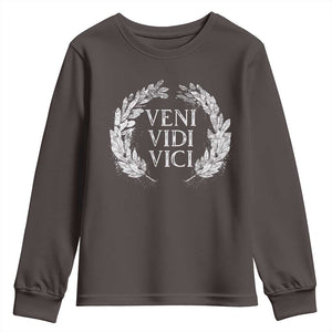 Julius Caesar Veni Vidi Vici Youth Sweatshirt Latin Roman History TS09 Dark Chocolate Print Your Wear