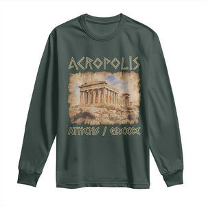Acropolis Athens Greece Souvenir Greek Parthenon Long Sleeve Shirt TS09 Dark Forest Green Print Your Wear