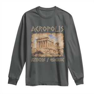 Acropolis Athens Greece Souvenir Greek Parthenon Long Sleeve Shirt TS09 Dark Heather Print Your Wear