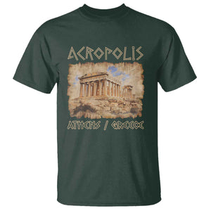 Acropolis Athens Greece Souvenir Greek Parthenon T Shirt TS09 Dark Forest Green Print Your Wear