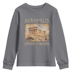 Acropolis Athens Greece Souvenir Greek Parthenon Youth Sweatshirt TS09 Charcoal Print Your Wear