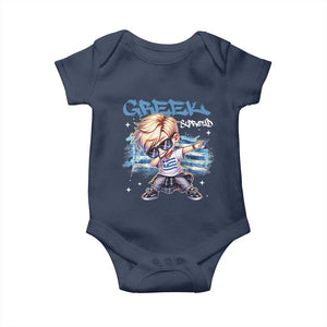 Funny Greek Boy Baby Onesie Greek And Proud Dabbing TS09 Navy Print Your Wear