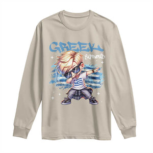 Funny Greek Boy Long Sleeve Shirt Greek And Proud Dabbing TS09 Sand Print Your Wear
