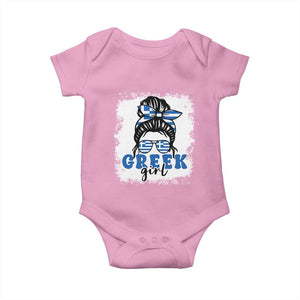 Greek Girl Pride Baby Onesie Proud Greece Messy Bun Girl TS09 Light Pink Print Your Wear