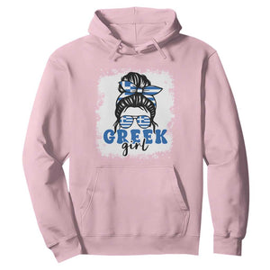 Greek Girl Pride Hoodie Proud Greece Messy Bun Girl TS09 Light Pink Print Your Wear