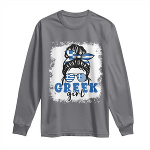 Greek Girl Pride Long Sleeve Shirt Proud Greece Messy Bun Girl TS09 Charcoal Print Your Wear