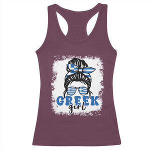 Greek Girl Pride Racerback Tank Top Proud Greece Messy Bun Girl TS09 Maroon Print Your Wear