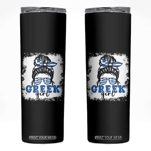 Greek Girl Pride Skinny Tumbler Proud Greece Messy Bun Girl TS09 Black Print Your Wear