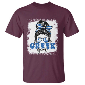 Greek Girl Pride T Shirt Proud Greece Messy Bun Girl TS09 Maroon Print Your Wear