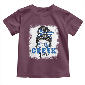 Greek Girl Pride Toddler T Shirt Proud Greece Messy Bun Girl TS09 Maroon Print Your Wear
