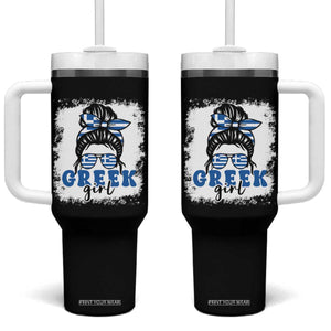 Greek Girl Pride Tumbler With Handle Proud Greece Messy Bun Girl TS09 One Size: 40 oz Black Print Your Wear