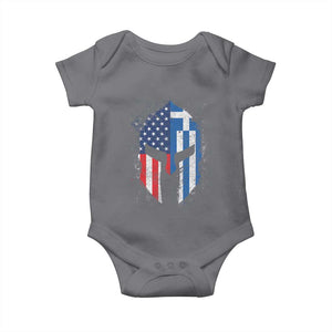 Greek American Pride Baby Onesie Greece Spartan Helmet TS09 Charcoal Print Your Wear
