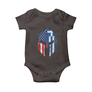 Greek American Pride Baby Onesie Greece Spartan Helmet TS09 Dark Chocolate Print Your Wear