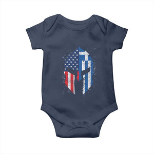 Greek American Pride Baby Onesie Greece Spartan Helmet TS09 Navy Print Your Wear