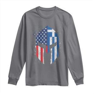 Greek American Pride Long Sleeve Shirt Greece Spartan Helmet TS09 Charcoal Print Your Wear