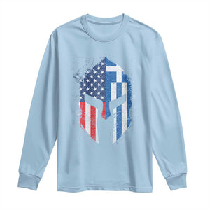 Greek American Pride Long Sleeve Shirt Greece Spartan Helmet TS09 Light Blue Print Your Wear