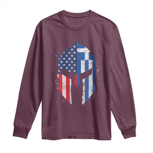 Greek American Pride Long Sleeve Shirt Greece Spartan Helmet TS09 Maroon Print Your Wear