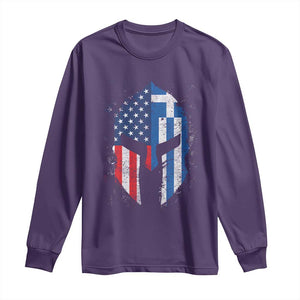 Greek American Pride Long Sleeve Shirt Greece Spartan Helmet TS09 Purple Print Your Wear