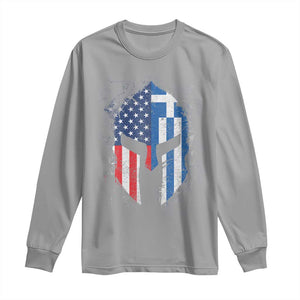 Greek American Pride Long Sleeve Shirt Greece Spartan Helmet TS09 Sport Gray Print Your Wear