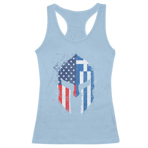 Greek American Pride Racerback Tank Top Greece Spartan Helmet TS09 Light Blue Print Your Wear
