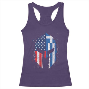 Greek American Pride Racerback Tank Top Greece Spartan Helmet TS09 Purple Print Your Wear