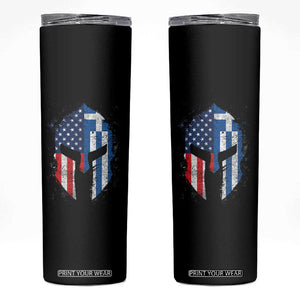 Greek American Pride Skinny Tumbler Greece Spartan Helmet TS09 Black Print Your Wear