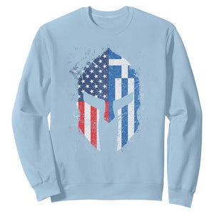 Greek American Pride Sweatshirt Greece Spartan Helmet TS09 Light Blue Print Your Wear
